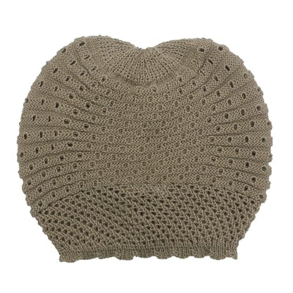 ZLYC Crochet Slouchy Beanie for Women Soft Lightweight Skull Cap - color: Plain Khaki