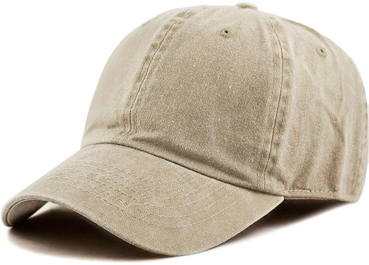 The Hat Depot 100% Cotton Pigment Dyed Low Profile Dad Hat Six Panel Cap - color: 1. Khaki