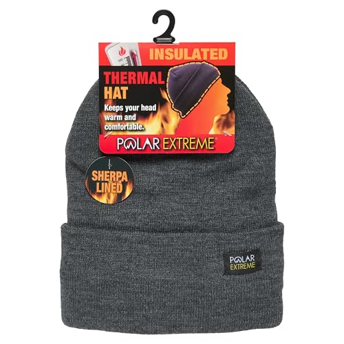 Polar Extreme Men's Sherpa-Lined Knit Winter Hat – Warm, Gift for Dad, Cold Weather - color: Charcoal Cuff