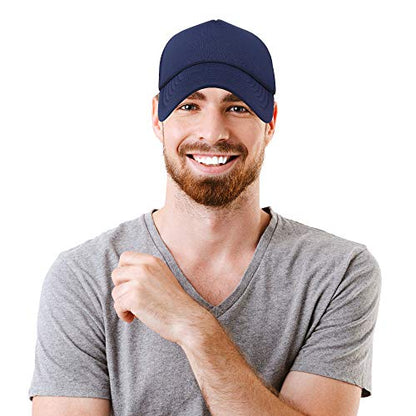 DALIX Solid Blank Trucker Hats Caps 2 Pack - color: Navy Blue