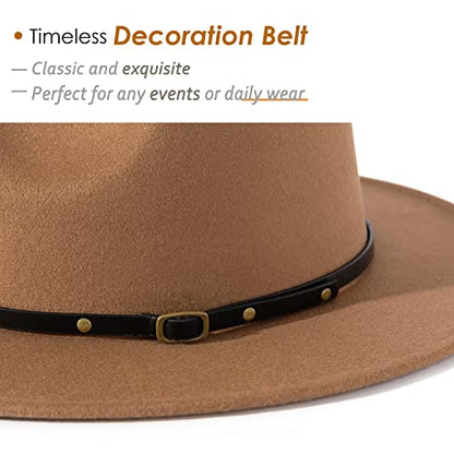 Lisianthus Women Belt Buckle Fedora Hat - color: Brown