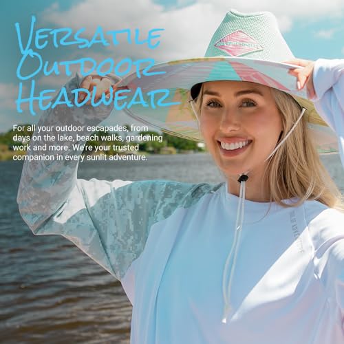 Soul of Adventure Keys Straw Hat for UV Sun Protection | UPF 50+ Sun Protection, Adjustable Drawstring - color: Underwater Topography