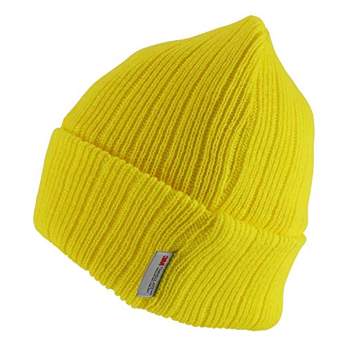 Armycrew 3M Thinsulate Insulation Fleece Lined Long Cuff Ribbed Beanie - color: Neon Yellow