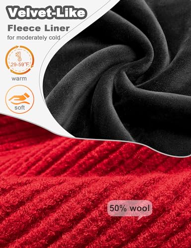 Fleece Lined Wool Short Fisherman Beanie Men Women Cuff Winter Hat - color: 1pc-red