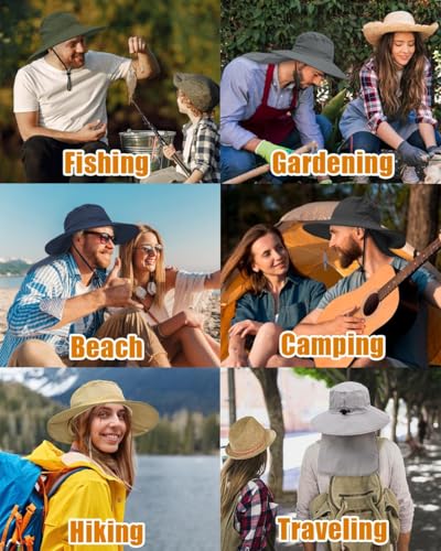 Outdoor Sun Hats with Stowable Neck Flap for Men Women UPF 50+ Mesh Summer Bucket Hat Wide Brim for Fishing Safari Hiking - color: Blue