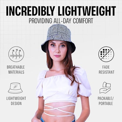 Rave Bucket Hat for Women & Men - Cute Bucket Hats - Festival Hat Adjustable 50+ SPF Protection Rave Accessories - color: Checkered