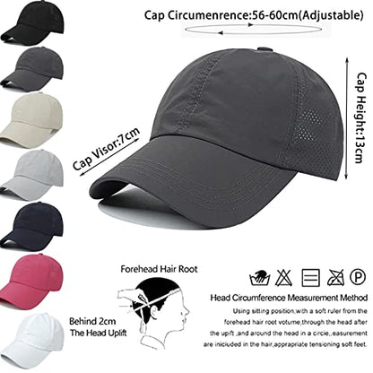 Womens Ponytail Hat Baseball Cap, Adjustable Criss Cross Baseball Cap High Bun Unisex Quick Drying Trucker Hats - color: Zdark Gray