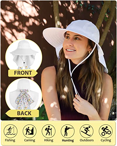 Tirrina Women's Sun Hat Wide Brim, UV Protection Sun Hats for Women - color: #White