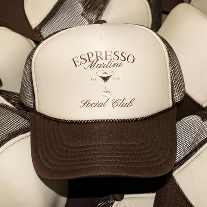 Espresso Martini Social Club Trucker Hat | Margs Tequila Drinking Funny Cute Drinks | Premium Snapback Hat for Men & Women - color: Pink