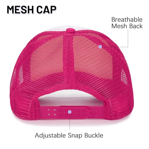 Ultrafun 10 Pack Trucker Hat Mesh Sublimation Blank Hats Adjustable Baseball Caps Hats for Men Women - color: Rose Red White