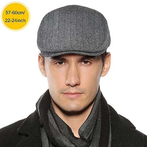 Sumolux Mens Newsboy Hat Flat Cap Gatsby Lvy Irish Hats Driving Cabbie - color: A Grey