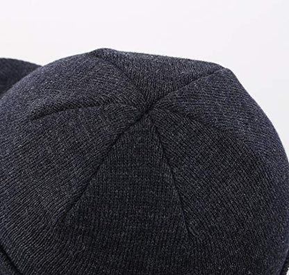 Home Prefer Men's Winter Beanie Hat with Brim Warm Double Knit Cuff Beanie Cap Watch Radar Hat - color: Grey
