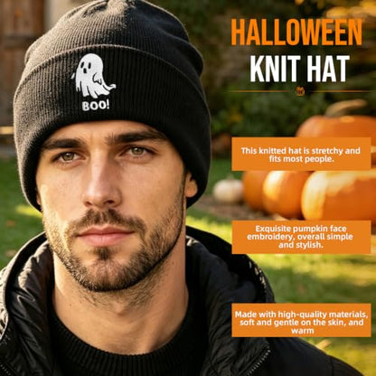 American Flag Beanie, USA Embroidered Winter Hat for Women Men - color: Halloween-2