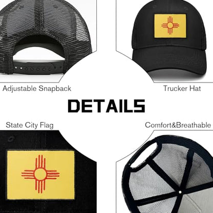 Embroidered State Flag Trucker Hat Mesh Adjustable Snapback Baseball Cap for Men Women - color: New Mexico