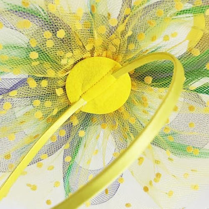 WLBON Fascinators Hat 20s 50s Headband Hair Clips Flower Feather Headpiece Headwear Women Halloween Carnival Cocktail Wedding Church Cosplay Dress Up Birthday Tea Party Accessories Purple Green Yellow - color: Purple Green Yellow