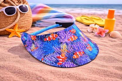 Women's Beautiful Designs Lightweight Packable Foam Visor for Sun Protection and Outdoor Activities - color: Clownfish