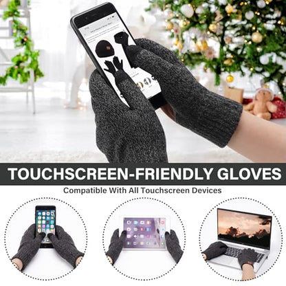 FZ FANTASTIC ZONE Mens Winter Beanie Hat and Scarf Touchscreen Gloves Sets - color: Dark Gray