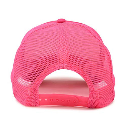 DALIX Two Tone Trucker Hat Summer Mesh Cap with Adjustable Snapback Strap - color: Hot Pink, size: One Size