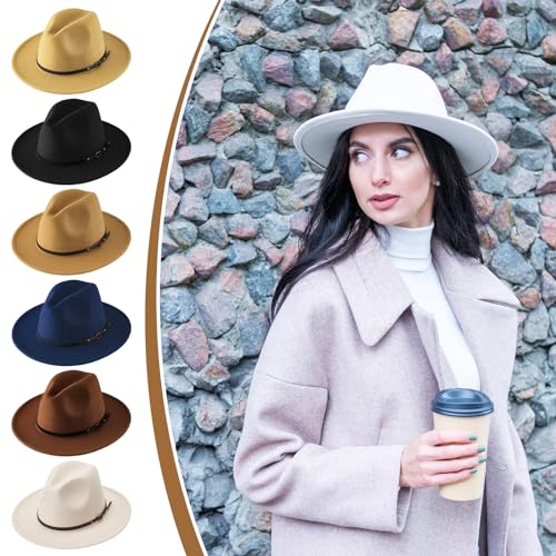 Hercicy 6 Pcs Fedora Hats for Women Men - color: Multicolor