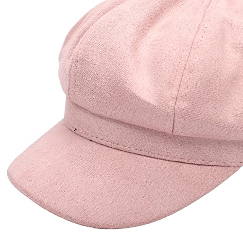 Newsboy Cabbie Baker boy hat Beret Cap for Women Pageboy Visor Paperboy Hat Sailor Fiddler Hat Adjustable - color: Pink Tweed