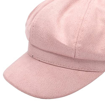 Newsboy Cabbie Baker boy hat Beret Cap for Women Pageboy Visor Paperboy Hat Sailor Fiddler Hat Adjustable - color: Pink Tweed