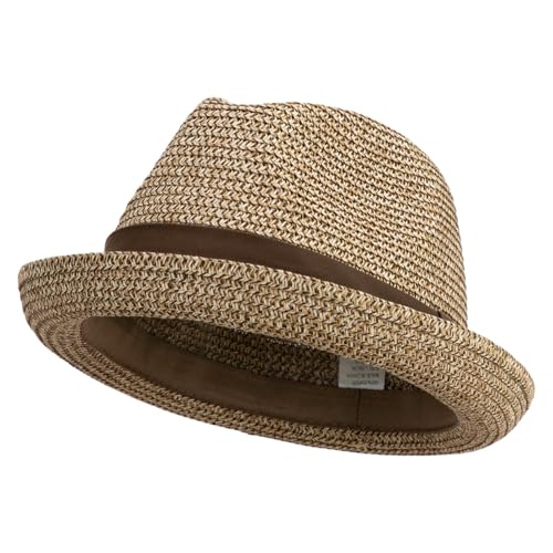 Men's Fedora with Paper Straw Braid - color: Brown, size: Large