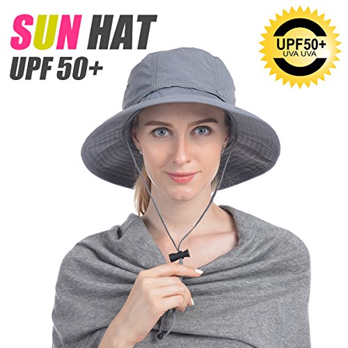 USHAKE Head Net Hat, Safari Hat Sun Hat Bucket Hat with Hidden Net Mesh - color: Grey+grey