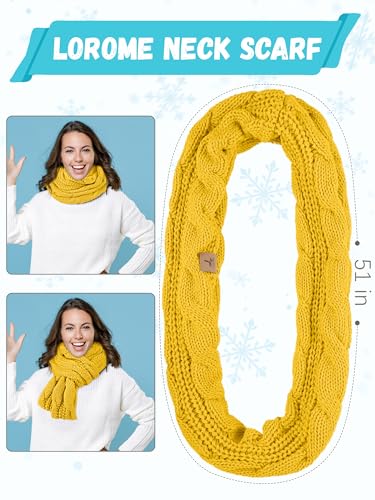 LOROME Winter Beanie Hat Scarf Gloves, Warm Fleece Knit Neck Scarf Set Gift - color: Ginger Yellow