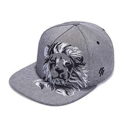 RIOREX Hip hop caps Fashion Animal Embroidery Baseball Cap for Men Adjustable Leather Belt Strapback Baseball Cap - color: Gray(l)