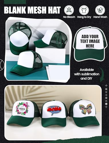 Tarpop 10 Pcs Sublimation Blank Trucker Hats Bulk - color: Dark Green and White