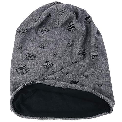 VECRY Men Slouch Hollow Beanie Thin Summer Cap Skullcap - color: Print Grey