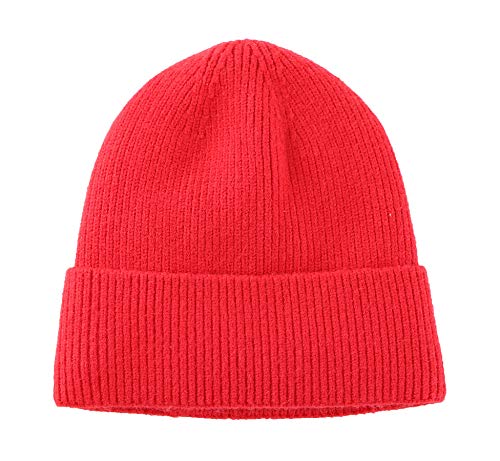 Connectyle Kids Beanie Hat Warm Winter Hats for Boys Girls Fleece Lined Knit Kids Hat for Ages 1-5 - color: Red