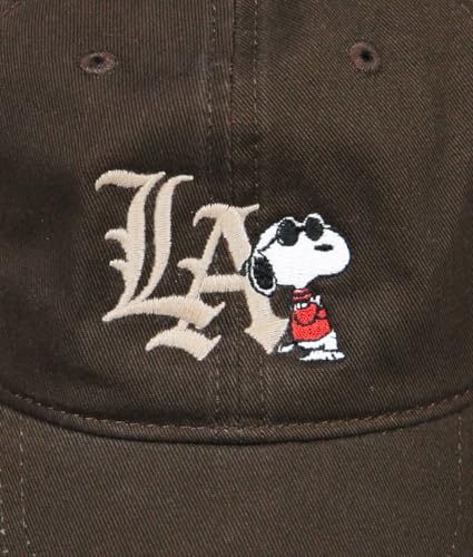 Riot Society Mens Embroidered Adjustable Dad Hat - color: Peanuts Snoopy La Chill Embroidered (Dark Chocolate)
