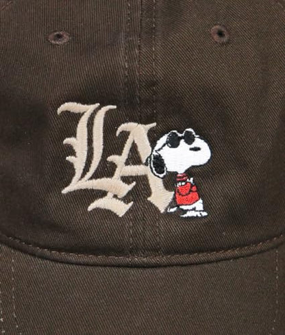 Riot Society Mens Embroidered Adjustable Dad Hat - color: Peanuts Snoopy La Chill Embroidered (Dark Chocolate)
