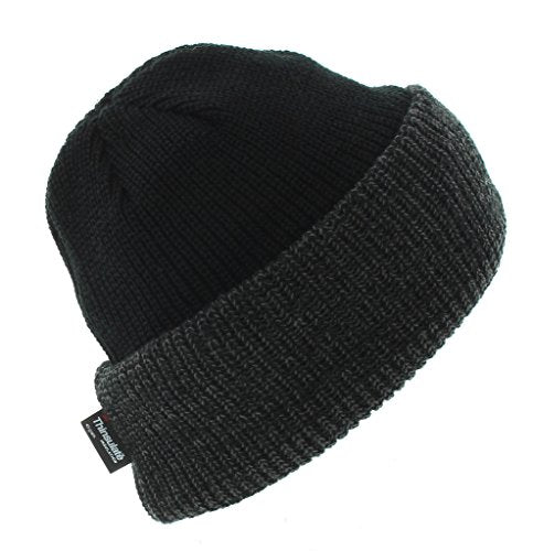 Milani Thinsulate 40 Gram Windchill Insulated Winter Cold Weather Beanie Skull Cap - color: Black/Gray Cuff