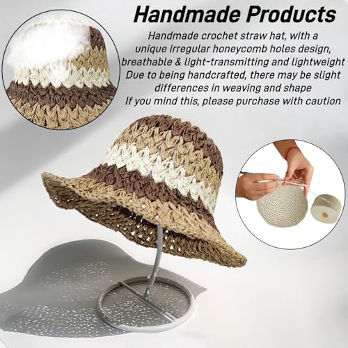 Floppy Big Beach Straw Hats for Women Foldable Summer Wide Brim Packable Sun Hat Womens Travel Straw Fedora Hat - color: Floral-5