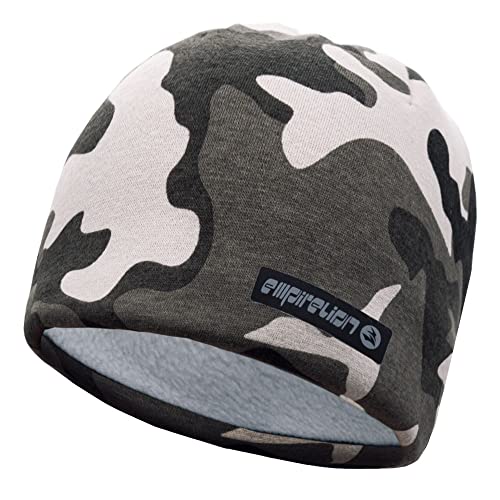 EMPIRELION Softshell Winter Fleece Lined Beanie Hats, 9" Running Skull Cap Thermal Tactical Watch Cap Men Women - color: Camo Snow