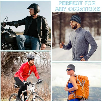 Cooling Skull Caps for Men Hard Hat Helmet Liner Cycling Cap Running Beanie - color: 2pcs-（white+light Gray）