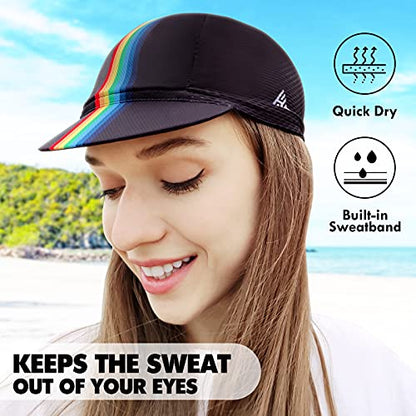 Hikenture Cycling Cap,Cooling Skull Cap Bike Hat with Sun Visor, Summer Breathable Helmet Liner Biking Cap for Men Women - color: Navy
