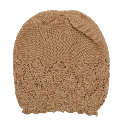 ZLYC Crochet Slouchy Beanie for Women Soft Lightweight Skull Cap - color: Solid Shiny Brown
