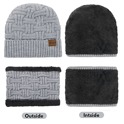 Loritta 3-Pieces Winter Hats for Women Warm Scarf Touchscreen Gloves - color: Grey