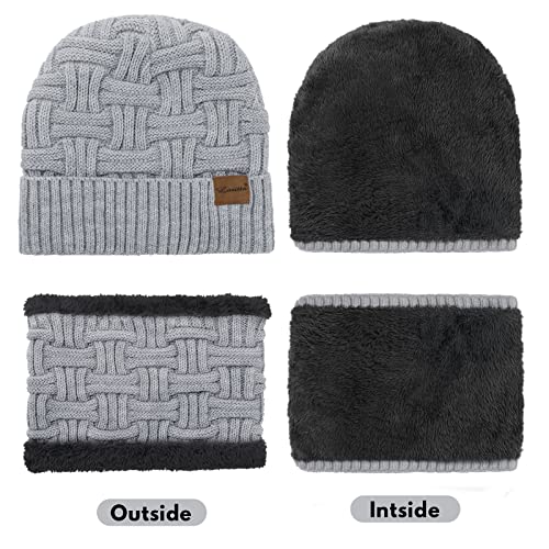 Loritta 3-Pieces Winter Hats for Women Warm Scarf Touchscreen Gloves - color: Grey