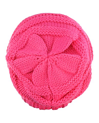NYFASHION101 Slouch Wrinkled Beanie Cap Slouchy Skull Hat - color: Candy Pink