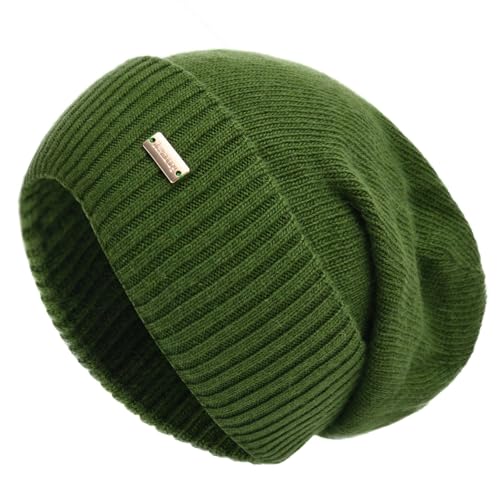 jaxmonoy Slouchy Beanies for Women Winter Lightweight Ladies Knit Hat Cuffed Soft Warm Slouch Beanie Cap - Brown - color: Green