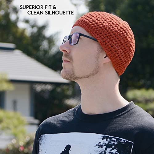 CHARM Mens Cotton Beanie Skull Cap - color: Dark Brown, size: Large
