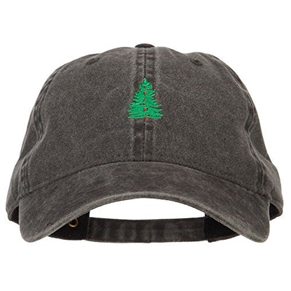 e4Hats.com Pine Tree Embroidered Washed Buckle Cap - color: Black
