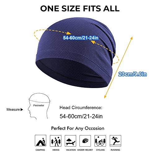 WTACTFUL Cooling Breathable Skull Cap Men Women, Sweat Wicking 1-2-4 Pack - color: Black + Blue