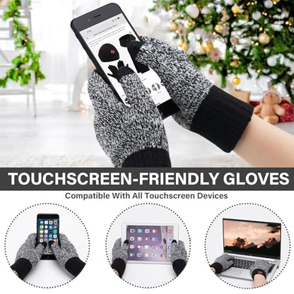 FZ FANTASTIC ZONE Mens Winter Beanie Hat and Scarf Touchscreen Gloves Sets - color: Black & White