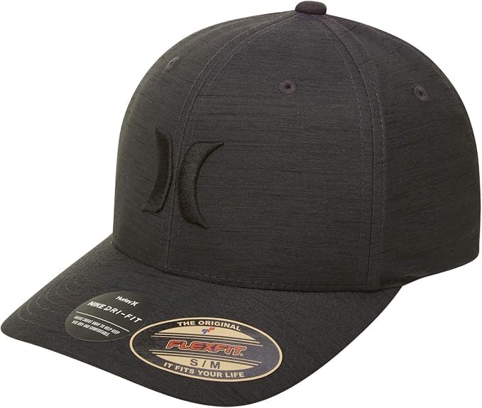 Hurley Mens Baseball Cap, H2O-Dri Stretch Fitted Hat with Curved Bill - color: Black Heather, size: Large-X-Large
