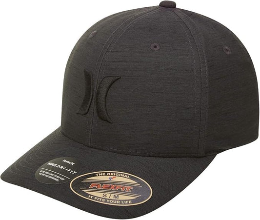 Hurley Mens Baseball Cap, H2O-Dri Stretch Fitted Hat with Curved Bill - color: Black Heather, size: Large-X-Large